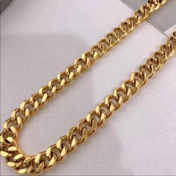 NEW 18K GOLD CUBAN CHAIN NECKLACE,, NICE NECKLACE, CUTE NECKLACE - Picture 6 of 7